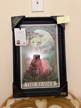 Sapna Shah Black Framed The Reader Skeleton Wall Hanging Picture